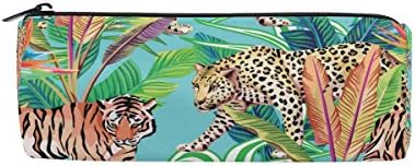 U vida selvagem tigre trópica árvores florestas de caneta portador de capa bolsa bolsa bolsa bolsa de maquiagem cosmética