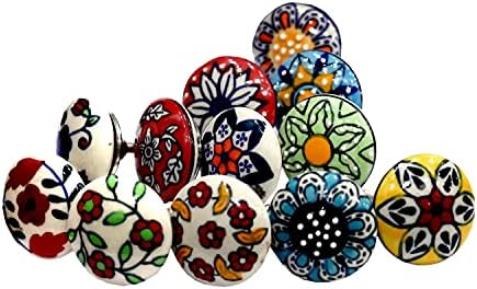 Ceramicworlds12 peças vintage botões de multi colors de cerâmica de pacote maçanetas de gaveta puxar botões decorativos pintados