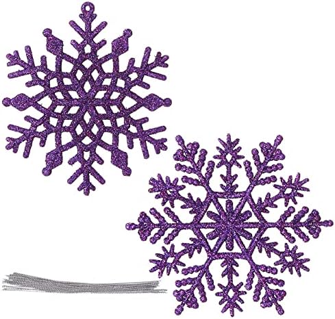 Vannyster 24 PCs Christmas Snowflake Ornamentos, Glitter Snowflake Decoration para árvore de Natal/casamento/festa/casa, 4