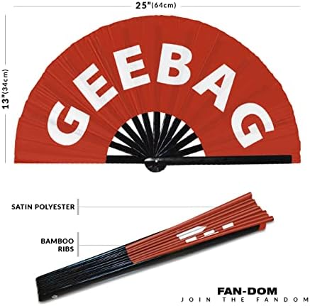 Fã do ventilador da mão do geebag bambu dobrável ventilador de mão do circuito de mão engraçada glag palavras expressões