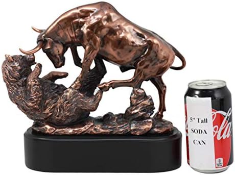 Ebros Wall Street Mercado de ações cobrando estátua de bull bull urso com base na base de bronze base de bronze de bronze escultura de bull vs urso presentes ideais para gerentes de investimento financeiro Investidor
