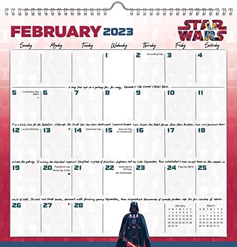 Calendário de saga de Guerra nas Estrelas 2023 - Deluxe 2023 Star Wars Spiral pendurou o pacote de calendário com mais de 100 adesivos de calendário