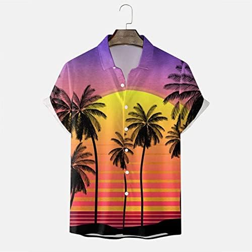 Camisa havaiana para homens magro de botão gráfico vintage para baixo camisas de boliche de manga curta praia de praia solta