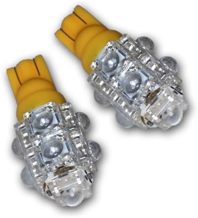 Tuningpros ledhbi-t10-a9 indicador de feixe alto lâmpadas LED Bulbos T10 cunha, 9 Fluxo LED âmbar 2-PC Conjunto