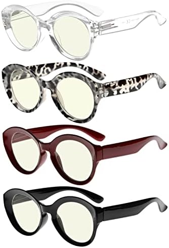 Olhe -olheiro 4 Embalando óculos de leitura redonda Mulheres grandes leitores elegantes +1.50