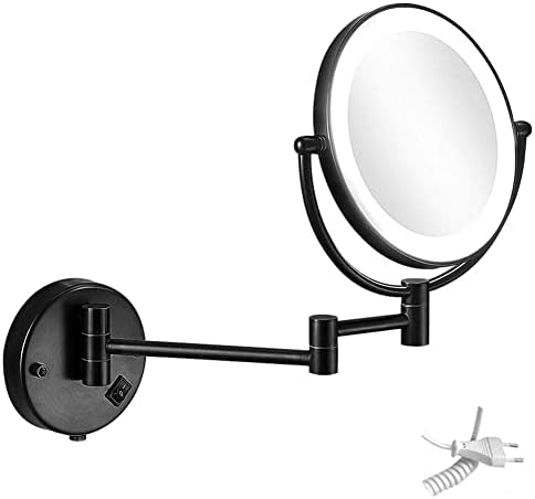 FOTENI LED LED MOLTE MONTAGEM MAIXA MAIXA 3X Menificação dupla face, 360 ° Vanidade giratória espelho de banheiro