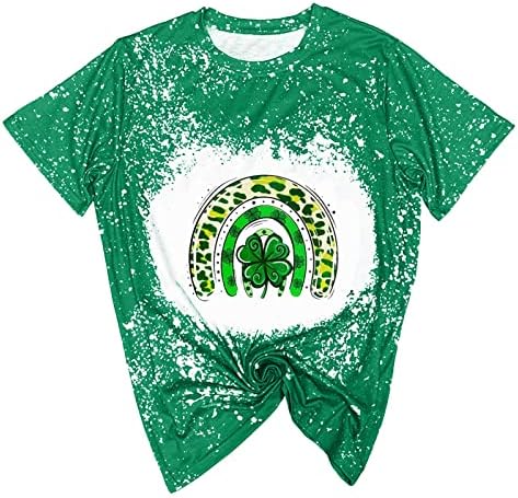 Lady Long Top Womens Daily Spring Spring Stpatrick Print o Tanque de pescoço Tamas de manga curta Camisas de treino