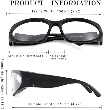 Coasão sem receita médica de lentes transparentes para homens homens moda y2k óculos envoltórios em torno dos óculos da moldura