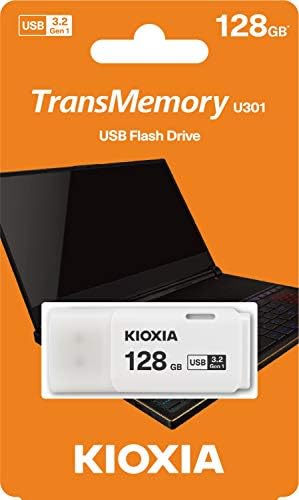 Kioxia U301 Transmemory 128 GB USB3.2 Gen 1 Drive Flash Data portátil Disco USB Stick White Lu301W128GG4