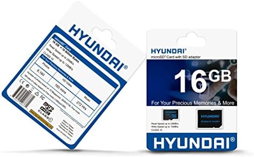 Hyundai 16GB Flash Class 10 Micro SD Memória com adaptador - 25MB/s Velocidade de leitura e componentes de velocidade de gravação