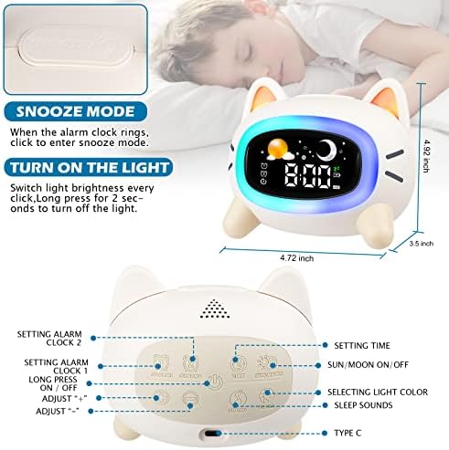 Analoi Kids Alarle Clock Ok para acordar despertador para crianças, Crianças Noturnas relógios leves para o quarto, despertador