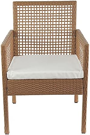 Brand - Ravenna Home Modern Outdoor Pátio Cadeiras de jantar com almofada, PE Rattan Wicker resistente ao clima - preto