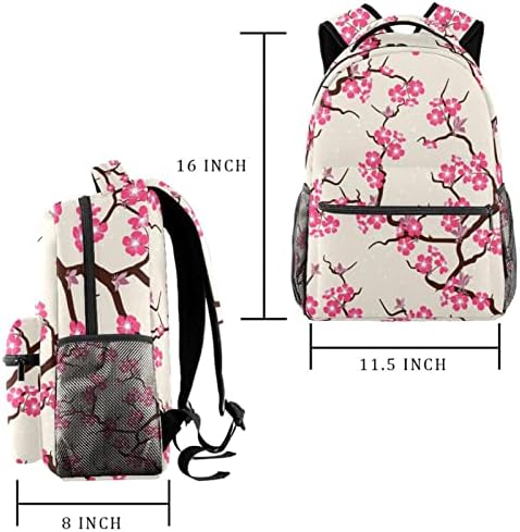 Cherry Blossom Pattern Backpacks Boys Girls School Book Bag Travel Caminhando Camping Daypack Rucksack