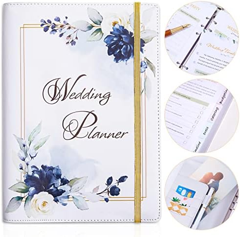 Planejador de casamentos Planning Planning Livro da lista de verificação com adesivos e bolsos de armazenamento