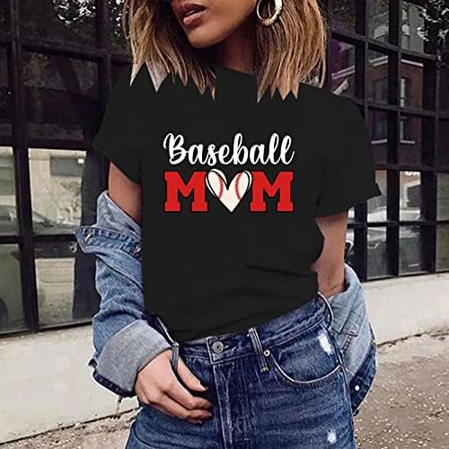 Camisa de mamãe feminina de beisebol 2023 camisa da temporada de beisebol Baseball Tee Casual Match Days Dias de manga curta Bloups
