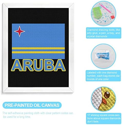 Aruba Flag Diamond Art Painting Round Full Drill Picture Kits para Wall Home Bedroom Decoration With Frame