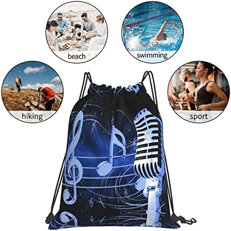 Microfone AseeLo com Notas Músicas Backpack de ginástica à prova d'água para homens e mulheres, Sport Gym Sack Travel Daypack