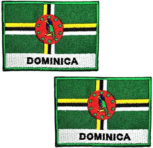 Kleenplus 2pcs. 1,7x2,6 polegada. Dominica Flag Patch Patch Country emblema UNIME