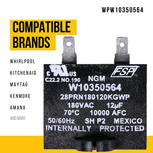 WPW10350564 Capacitor de execução da geladeira - substitui AP6020176, W10350564, 2683570, PS11753490
