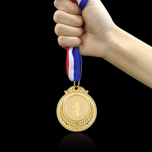 Medalhas de prêmios de bronze de prata de prata dourada com fita de pescoço com fita de pescoço, estilo olímpico, 1º 3º lugar, 3 pcs