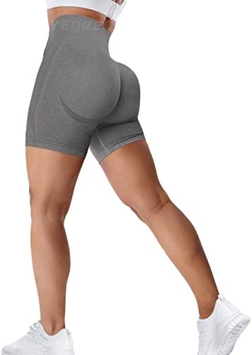 Yeoreo shorts de cintura alta sem costura para mulheres sorriso de contorno shorts ginásticos ginástica