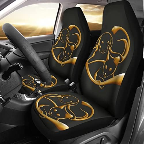 Pawlice Cat and Dog Golden Art Print Car Seat Covers Universal Fit Capas de assento de carro - CATAS DE CATO DO CAT E CAG
