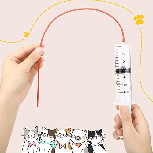 9 peças o kit de tubo de alimentação de cachorros inclui 8 FR Tubos de alimentação de gatinho de borracha vermelha 10 ml seringas