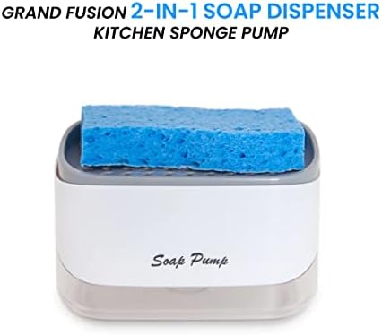 Grand Fusion 2-in-1 Soap Dispenser Kitchen Spponge Bomba, Suporte de esponja para pia da cozinha, suporte de esponja, fácil de reabastecer