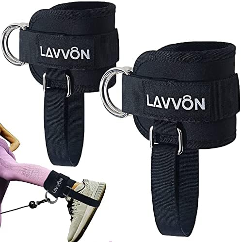 Tiras de tornozelo Lavvon para kickbacks de máquinas de cabo - acessórios ajustáveis ​​para o tornozelo de tornozelo para ginástica