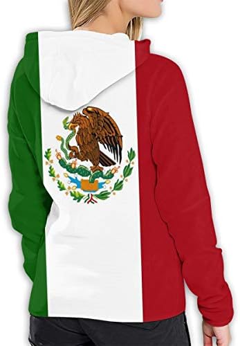 Bandeira mexicana feminina mocsona moletom de moletom de capuz básico
