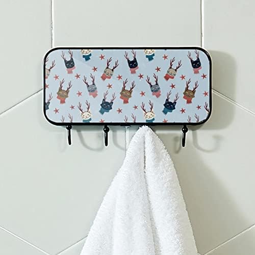 Lyetny Toalheiro Toalheiro Montado com Towel Rack Decoração de banheiro Decor de roupão de banho Roupas de casaco Cats de Natal Padrão de banheira Organizador de armazenamento de toalha