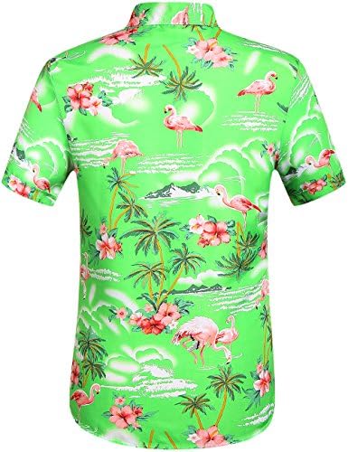 Camisa havaiana de sslr masculino Flamingo Casual Manga curta Camisas Aloha camisa