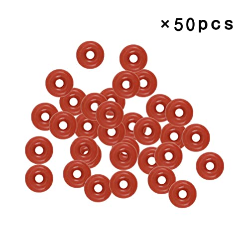 Pacote de 50 Silicone O-ring 4mm OD 1mm ID 1,5 mm Largura Métrica branca selagem vermelha