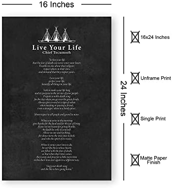 16x24 - Live Your Life Chief Tecumseh Poema Poster sem moldura, pôsteres de poema de quadro -negro, conselhos de motivação