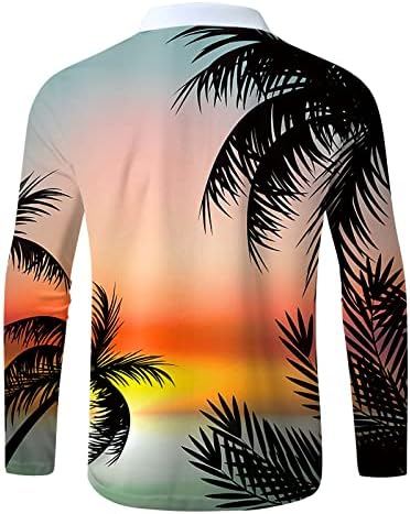 ZDDO Mens de manga longa camisas pólo, gola de zíper de outono Tops de golfe Slim Fit Muscle Beach Graphic Casual Treping Camiseta