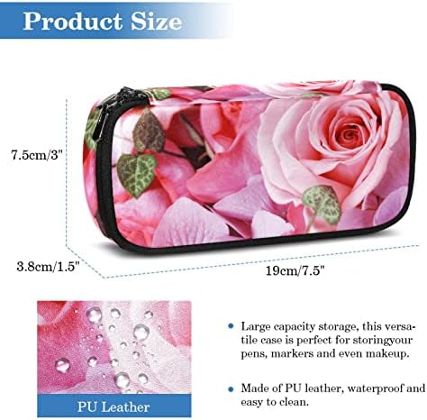 Caixa de lápis Guerotkr, bolsa de lápis, capa de caneta, bolsa de caneta, bolsa de lápis pequena, padrão floral de flor rosa rosa