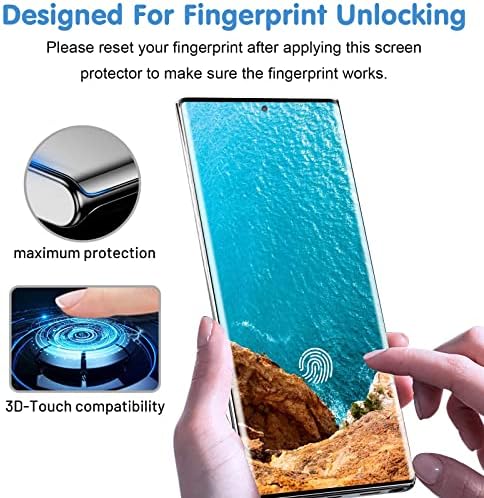 [2+2 pacote] Galaxy S22 Protetor de tela Ultra, vidro temperado de 9h, suporte de impressões digitais ultrassônicas, 3D Curved,
