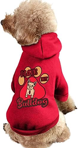 Eu amo meu bulldog moda capuz de estimação de cachorro macio e macio, suéter de estimação durável com chapéu