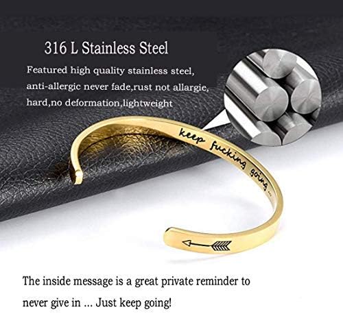 Axgo inspirador pulseiras para mulheres presentes personalizados para sua pulseira de manguito gravada, ouro