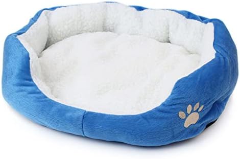 Sofá de cama de cachorro pequeno e médio, um canil de cachorro lavável para animais de estimação removível, cama de cachorro de pelúcia super macia e aconchegante, aquecimento próprio e cama de animal de estimação respirável premium azul- 60x50 cm