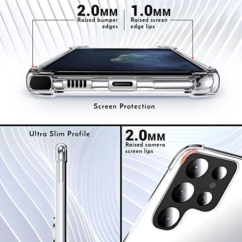 Silverback para Samsung Galaxy S22 Ultra Caso, S22 Ultra Clear Case com Kickstand, Ultra HD Slim [Proteção à prova de choque