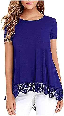 LytryCameV Tops de renda para mulheres Sexy Tops de mulheres casuais casuais camisas de manga curta moda de camisetas básicas de camisetas básicas