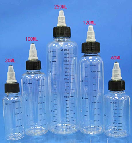 Nanshine garrafas graduadas 10pcs 120ml Pet Plástico pontilhado com garrafas líquidas de água líquida graduada em água graduada