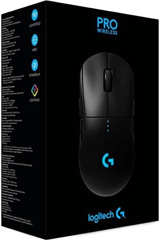 Logitech G Pro Wireless Gaming Mouse com desempenho de grau de esports, ambidestro ergonômico, 4-8 botões programáveis