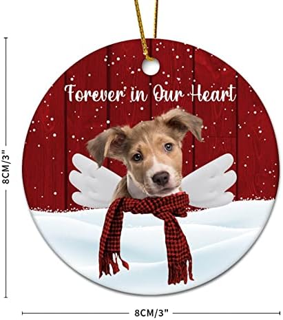 Angle Dog Memorial Christmas Ornament para sempre em nossa redonda do coração Recamada Labrador Retrievers Dog de 3,2 polegadas Two