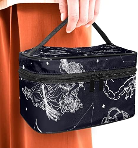 Bolsa de maquiagem de viagem Yoyoamoy, Galaxy Constellation Zodiac Black Grande bolsa de cosméticos compõe sacos de higiene