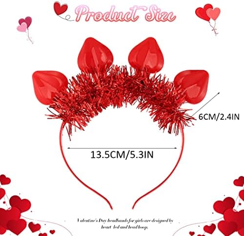 Cakure LED Bandada da cabeça Red Heart Head Boppers Light Up Hair Hoop Dia dos Namorados Ano Novo Ano Novo Festa de Cabelo Acessórios