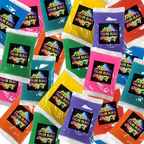 Color Blaze 25 Holi Color Powder Pacots - 75 g cada - pacote de 8 pós de várias cores - rosa, vermelho, laranja, amarelo, verde, verde -azul