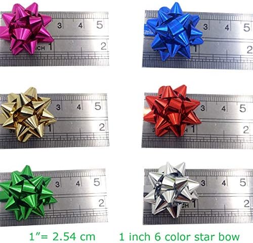 120pcs Mini Gift Bow, 1 polegada de estrela metálica do arco pequeno pequeno em arcos para festas de aniversário de Natal