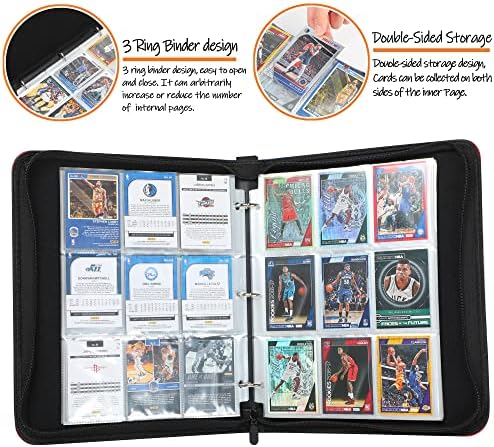 Card de basquete Binder com mangas - 720 Protetores de cartões Livro para cartões esportivos, 40 PCS Páginas de 9 bolsos, álbum de colecionador de cartões com estação de exibição de armazenamento com zíper
